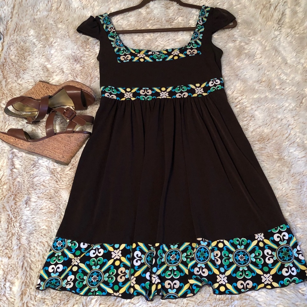 Brown cap sleeve dress
